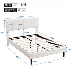 Avis Lit Double 140x190 cm Modenvie Sherpa beige avec sommier