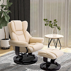 Avis STILVORA Fauteuil relax 80/79/100 cm blanc crème en bois avec repose-pieds inclinable