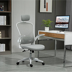 Avis STILVORA Chaise de bureau 64/65/114-122 cm grise en plastique avec appuie-tête réglable