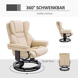 STILVORA Fauteuil relax 80/79/100 cm blanc crème en bois avec repose-pieds inclinable pas cher