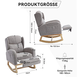 Acheter STILVORA Fauteuil à bascule 122,5/70/104 cm gris en tissu teddy avec repose-pieds