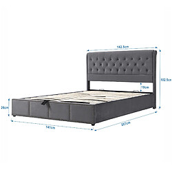 Avis Lit Coffre 140x200 cm Modenvie rangement hydraulique Velours Gris