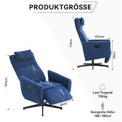 Acheter STILVORA Fauteuil relax 67/80,5/110 cm bleu en chenille avec rotation 360°