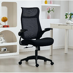 Avis STILVORA Chaise de bureau 64/65/108–118 cm noire en plastique avec accoudoirs 3D