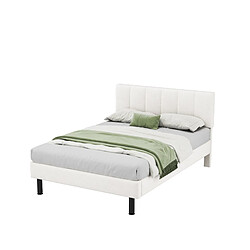 Lit Double 140x190 cm Modenvie Sherpa beige avec sommier pas cher