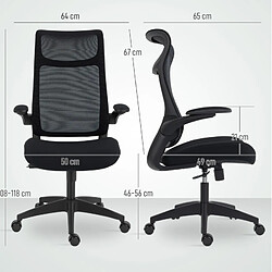Acheter STILVORA Chaise de bureau 64/65/108–118 cm noire en plastique avec accoudoirs 3D