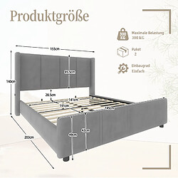 Avis Lit Double 140x190 cm Modenvie tête de lit haute USB Gris foncé