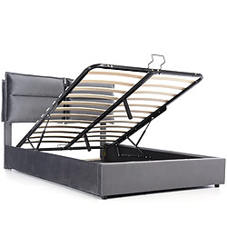 Acheter Lit Coffre 140x200 cm - Modenvie - tête de lit réglable - Velours - Gris