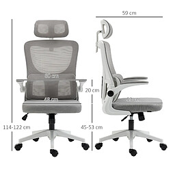 Acheter STILVORA Fauteuil de bureau 60/59/114-122 cm gris en maille avec appui-tête réglable