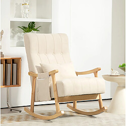 Avis STILVORA Fauteuil à bascule 65/90/98 cm beige en polyester avec poche latérale