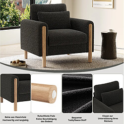Acheter STILVORA Fauteuil 87/83/88,5 cm gris foncé en Teddy avec coussin épais