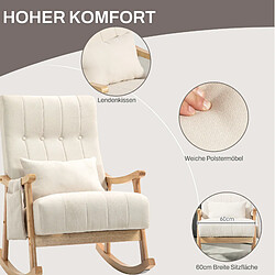 STILVORA Fauteuil à bascule 65/90/98 cm beige en polyester avec poche latérale pas cher