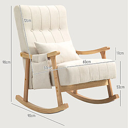 Acheter STILVORA Fauteuil à bascule 65/90/98 cm beige en polyester avec poche latérale