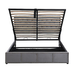 Lit Coffre 140x200 cm Modenvie rangement hydraulique Velours Gris pas cher