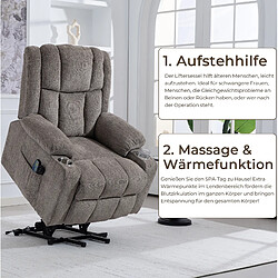STILVORA Fauteuil relax releveur électrique brun clair en velours avec massage et chaleur pas cher