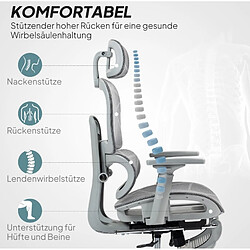 STILVORA Chaise de bureau 66/64/114-122 cm grise en polyester avec repose-pieds pas cher