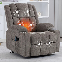 Acheter STILVORA Fauteuil relax releveur électrique brun clair en velours avec massage et chaleur