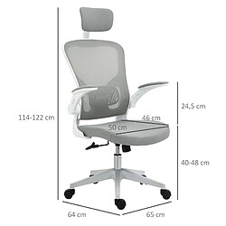 Acheter STILVORA Chaise de bureau 64/65/114-122 cm grise en plastique avec appuie-tête réglable