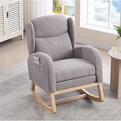 Avis STILVORA Fauteuil à bascule 122,5/70/104 cm gris en tissu teddy avec repose-pieds
