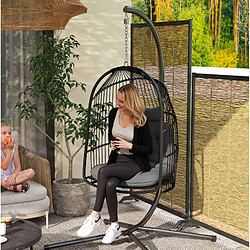 Avis STILVORA Fauteuil suspendu 74/68/105 cm gris foncé en acier pliable intérieur extérieur