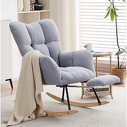Avis STILVORA Fauteuil à bascule 80/98/98,5 cm gris en teddy avec repose-pieds pliable