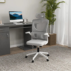 Avis STILVORA Fauteuil de bureau 60/59/114-122 cm gris en maille avec appui-tête réglable