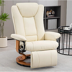 Avis STILVORA Fauteuil relax 78/88/103 cm blanc crème en similicuir avec rotation 360°