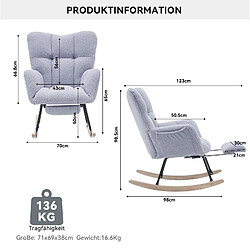 Acheter STILVORA Fauteuil à bascule 80/98/98,5 cm gris en teddy avec repose-pieds pliable