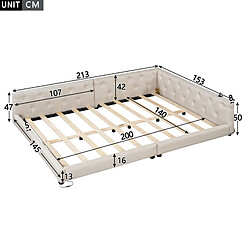 Avis Lit Banquette Modenvie 140x200 cm LED USB Type-C sans matelas Beige