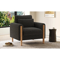 Avis STILVORA Fauteuil 87/83/88,5 cm gris foncé en Teddy avec coussin épais