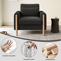 STILVORA Fauteuil 87/83/88,5 cm gris foncé en Teddy avec coussin épais pas cher