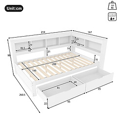 Avis Lit Banquette 140x200 cm - Modenvie - rangement avec USB - Blanc