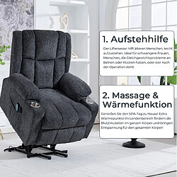 Avis STILVORA Fauteuil releveur électrique gris foncé en velours avec massage et chaleur