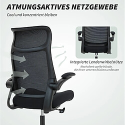 STILVORA Chaise de bureau 64/65/108–118 cm noire en plastique avec accoudoirs 3D pas cher