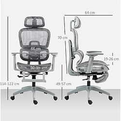 Acheter STILVORA Chaise de bureau 66/64/114-122 cm grise en polyester avec repose-pieds