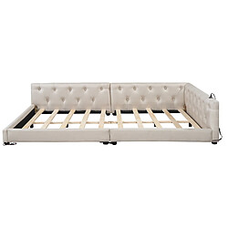 Acheter Lit Banquette Modenvie 140x200 cm LED USB Type-C sans matelas Beige