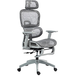 Avis STILVORA Chaise de bureau 66/64/114-122 cm grise en polyester avec repose-pieds