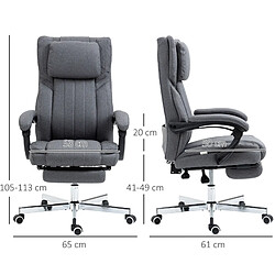 Acheter STILVORA Chaise de bureau 65/61/105-113 cm gris en polyester avec massage et repose-pieds