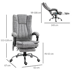 Acheter STILVORA Fauteuil de bureau 62/67/113-120 cm gris en mousse avec massage et chaleur