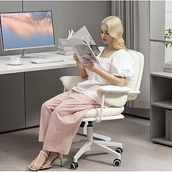 Avis STILVORA Chaise de bureau 65/64/88-98 cm blanche en similicuir avec repose-pieds