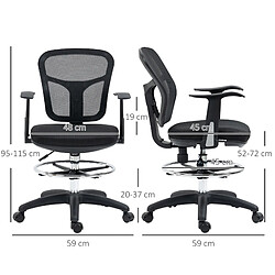 Acheter STILVORA Chaise de bureau 59/59/95-115 cm noire en polyester avec repose-pieds