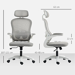 Acheter STILVORA Fauteuil de bureau gris en polyester avec appui-tête réglable et accoudoirs relevables