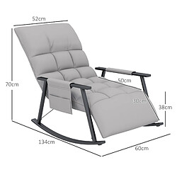 Acheter STILVORA Fauteuil à bascule 134/60/70 cm gris en polyester avec dossier inclinable