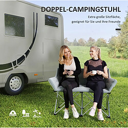 STILVORA Chaise de camping 2 places 120/57/95 cm grise en métal pliable pas cher
