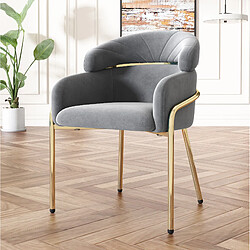 STILVORA Chaise de salle à manger grise en velours avec pieds en métal ergonomique pas cher