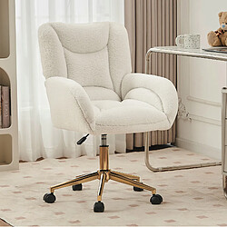 Avis STILVORA Chaise de bureau 64/62/92,5 cm blanc en teddy avec hauteur réglable