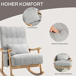 STILVORA Fauteuil à bascule 65/90/98 cm gris en polyester avec coussin lombaire pas cher