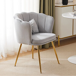 STILVORA Fauteuil 78/71/84 cm gris en velours avec dossier pétale et coussin pas cher