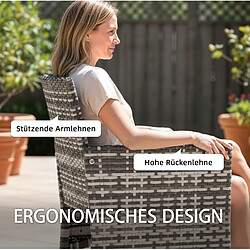 STILVORA Lot de 2 chaises de jardin 58/62/87 cm gris en rotin avec coussins amovibles pas cher