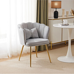 Avis STILVORA Fauteuil 78/71/84 cm gris en velours avec dossier pétale et coussin